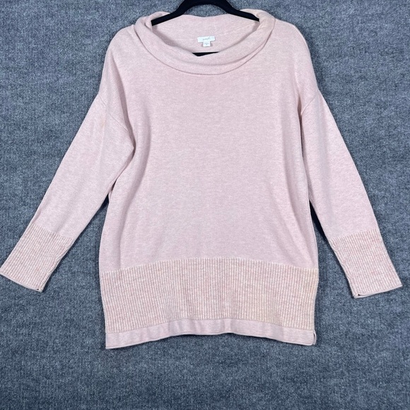 Pure Jill Women’s Medium Oversized Pink Heathered Cowl Neck Cozy Tunic Sweater - Picture 1 of 12